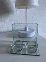 Teelichthalter, Glas für 2 Kerzen und Fach für Bürosachen