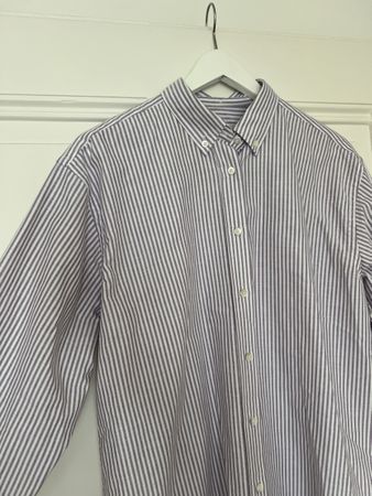 Closed Oversize Hemd, Lila-Weiss gestreift