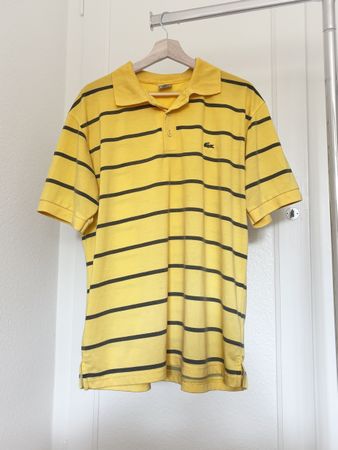 Vintage Lacoste Poloshirt Taxigelb mit Streifen