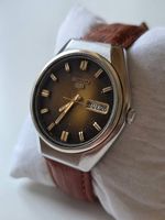 Seiko 5 Automatic Vintage Cadran Marron Bracelet Cuir