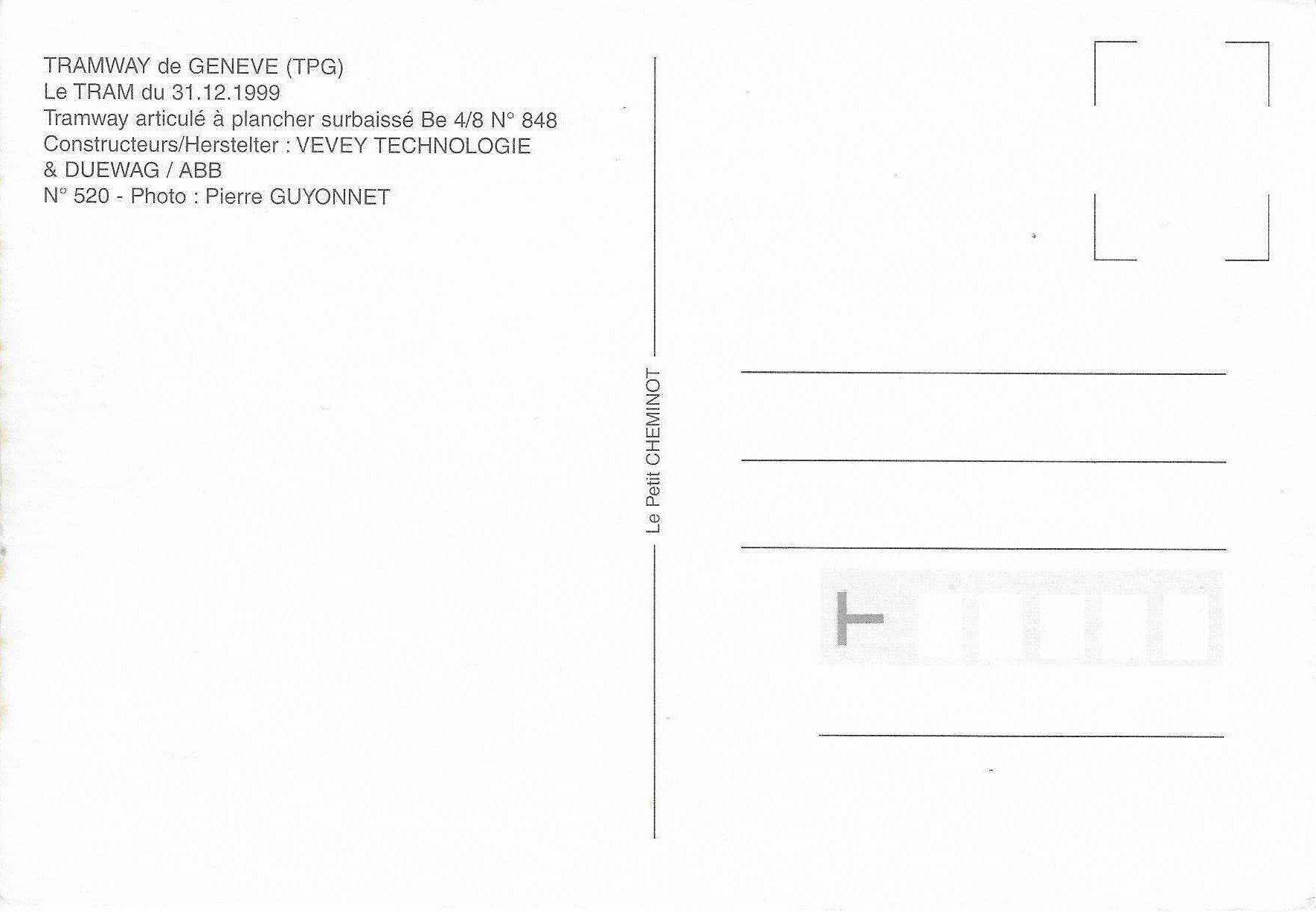 Cartoline postali: Tramway de Geneve 31.12.1999 – Nuovo (secondo la descrizione) da Rothrist venduto da Stranglehold 1