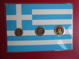 Griechische Drachmen Münzen Set, vergoldet