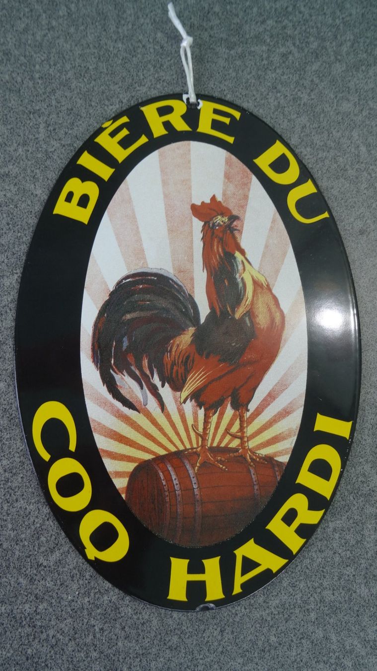 Insegne: EMAILSCHILD Coq d'Or Bier Hahn Oval  Deko Bar – Usato da Ehrendingen venduto da CHMEX