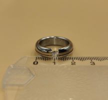 18 Karat 750 Gold/Stahl Solitär Ring Mit Stein