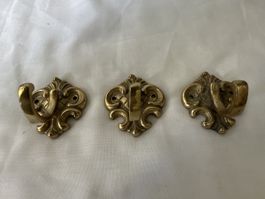 3x Wandhaken Messing antik Jugendstil Vintage Aufhängung Hak