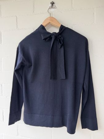 Alpha Studio Strickpullover Schleife, Gr. M, Dunkelblau