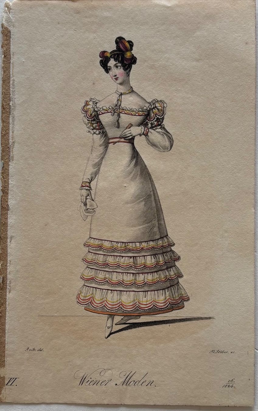 Grafica & Litografie: Antike Lithographie, Wiener Mode, 1824 – Usato da Frauenfeld venduto da Merk52