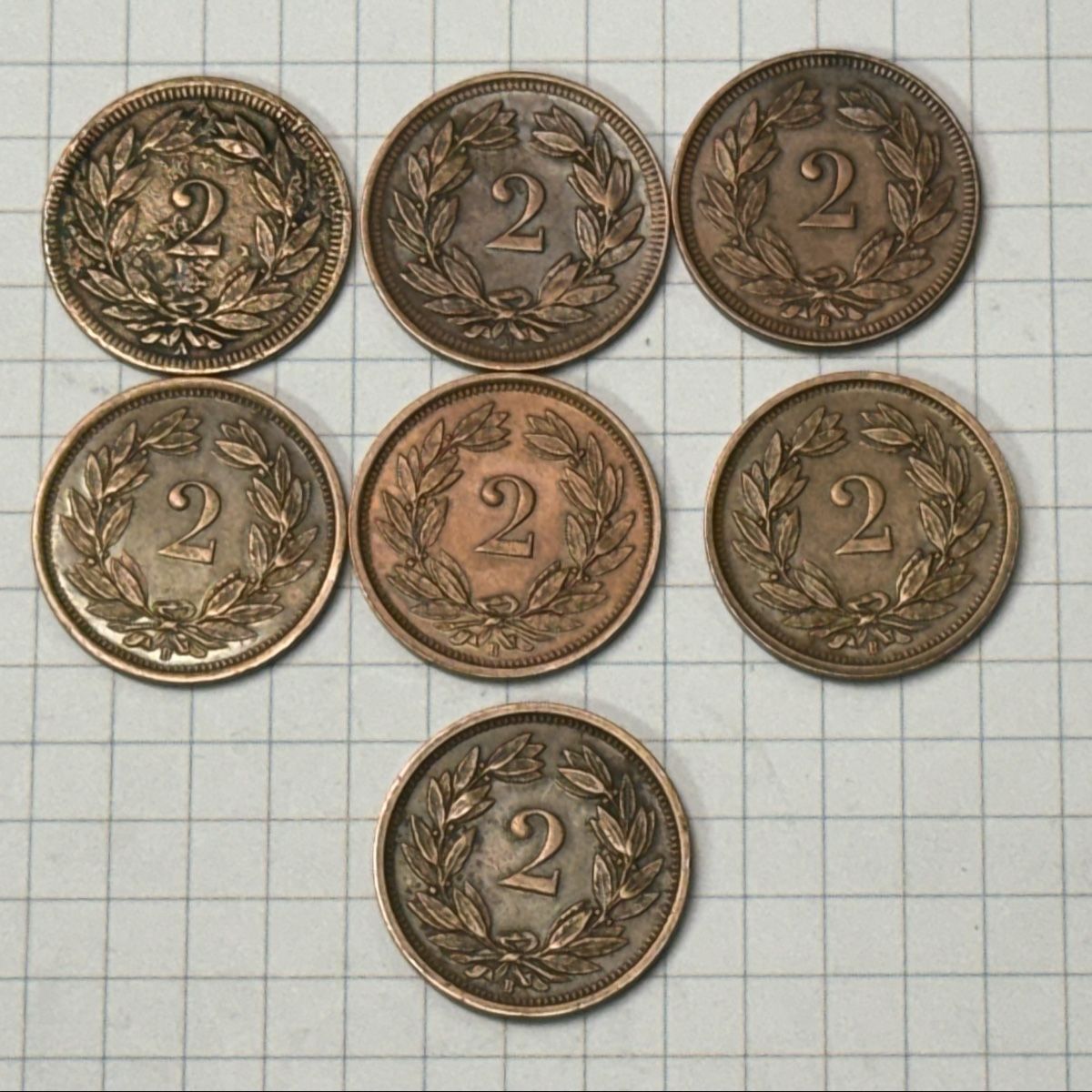Tutti le monete: Sammlung 2 Rappen  1850-1941 – Usato da Zürich venduto da daki81 1