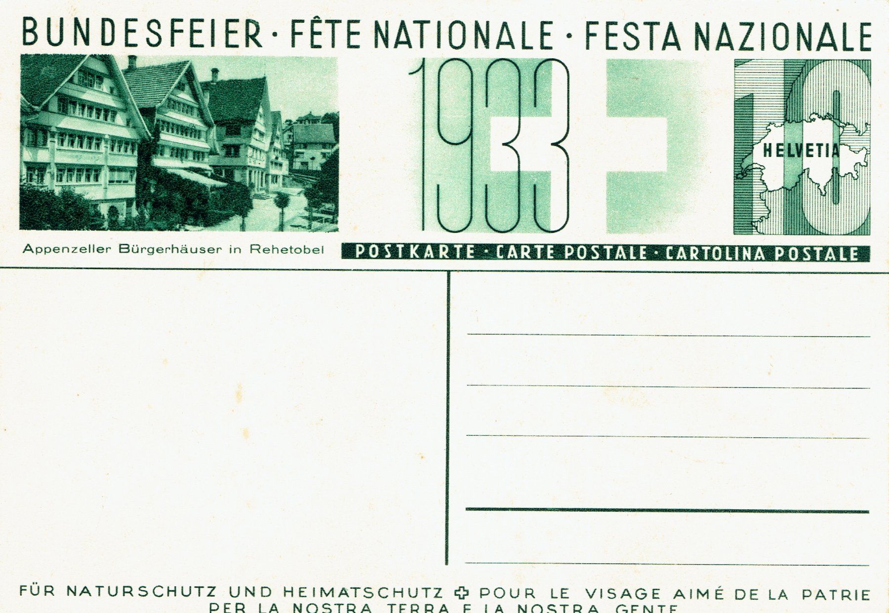 Ansichtskarten: Bundesfeier Karte 1933 "Steinbock" – Gebraucht aus Otelfingen von Schmitte9 1