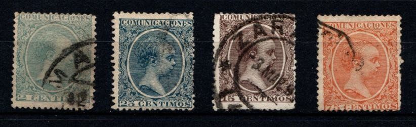Alle Briefmarken: 4 timbres ESPAGNE  - 1889 - rare! - Obl. – Gebraucht aus Blonay von Leglaude_01