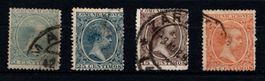 4 timbres ESPAGNE  - 1889 - rare! - Obl.