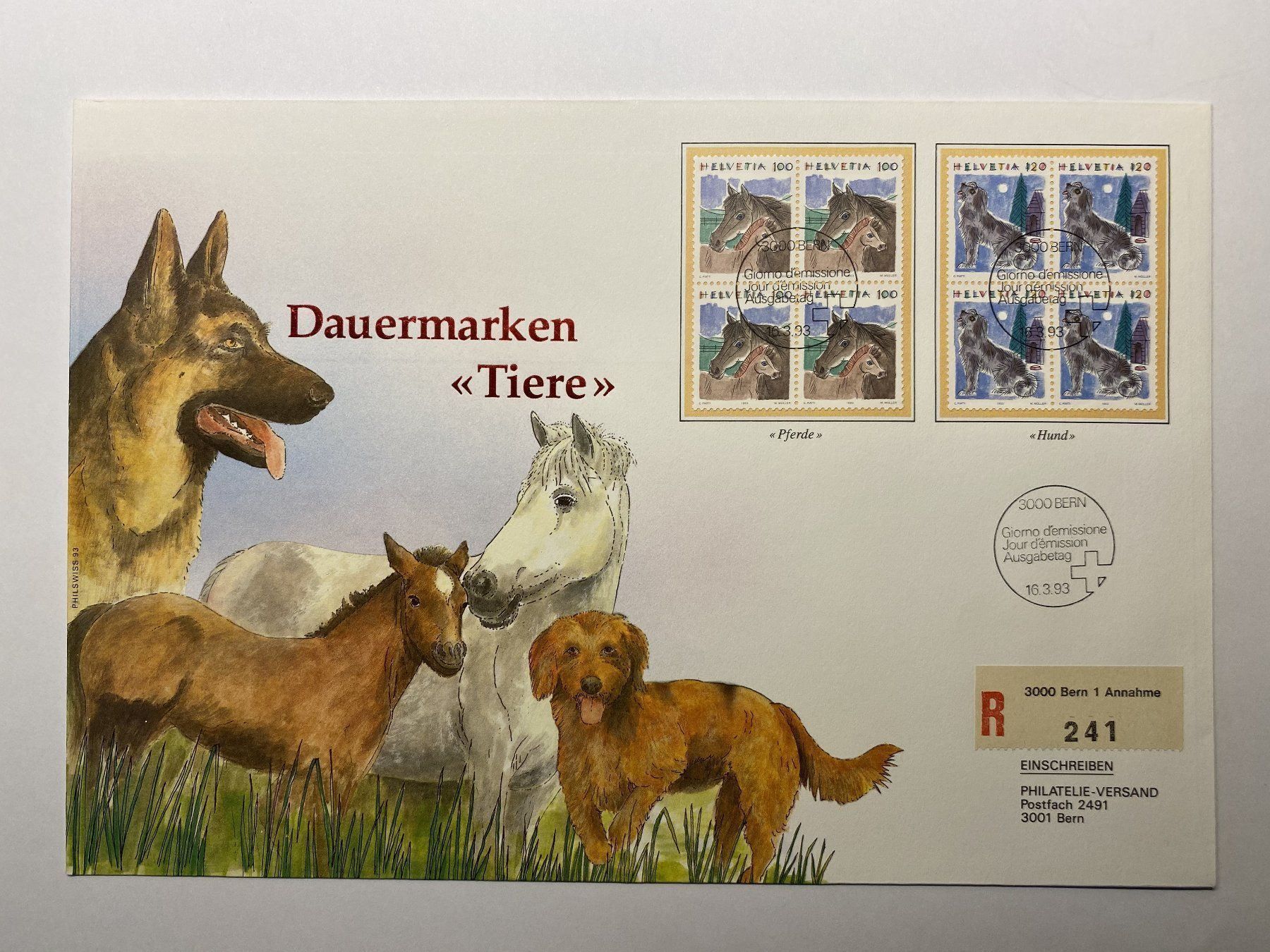 Tutti i francobolli: FDC Grossbrief Dauermarken Tiere 1993 ET – Nuovo (secondo la descrizione) da Kirchenthurnen venduto da Scherzengel