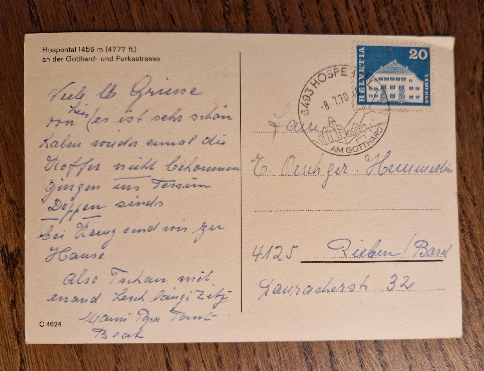 Cartoline postali: Hospental 1970 – Usato da Ebikon venduto da Donar50 1