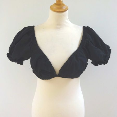 Neues Crop Top mit Puffärmeln - schwarz - Grösse XL (eher L)