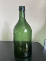 Flasche Dame Jeanne aus grünem Glas Gross alt Grün Vintage