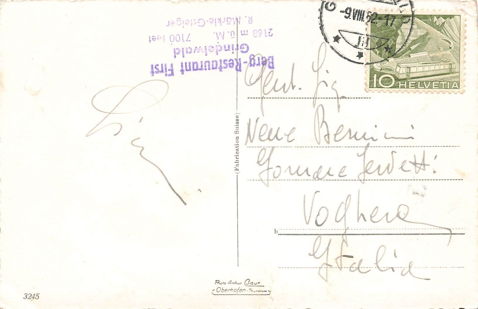 Cartoline postali: Grindelwald (BE) Sesselbahn First Schreckhorn – Usato da Biasca venduto da Blenio71 1