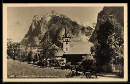 AK Grindelwald, Kirche und Wetterhorn