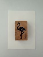 Flamingo rubber stamp wood mount new