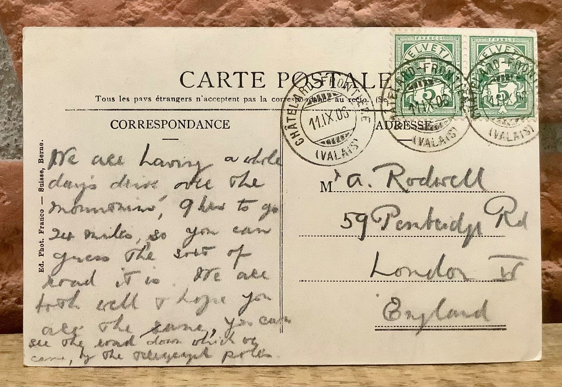 Cartoline postali: 1905 - CHÂTELARD FRONTIÈRE - Les Hôtels – Usato da Root venduto da ENGLAND-TREASURES 2