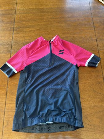 Stoke Velotrikot kurzarm pink schwarz Grösse 140 