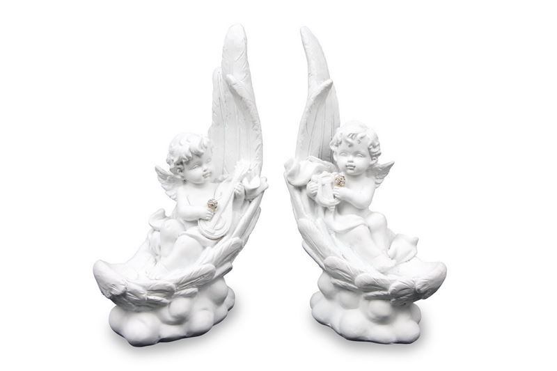 Statuette: Engel, Engel -Harfe und Ukulele- – Nuovo e nell'imballaggio originale da Wettingen venduto da Swala