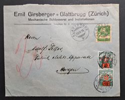 Nachporto Brief mit 2x SBK 40 Glattbrugg nach Horgen 1925