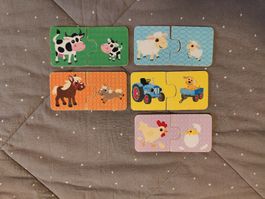 Holz-Puzzle Kleinkind Bauernhof Tiere mit Traktor, 5 Stk