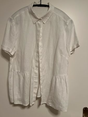 Coole NAVYBOOT Bluse weiss 100% Leinen Grösse 40 neuwertig!