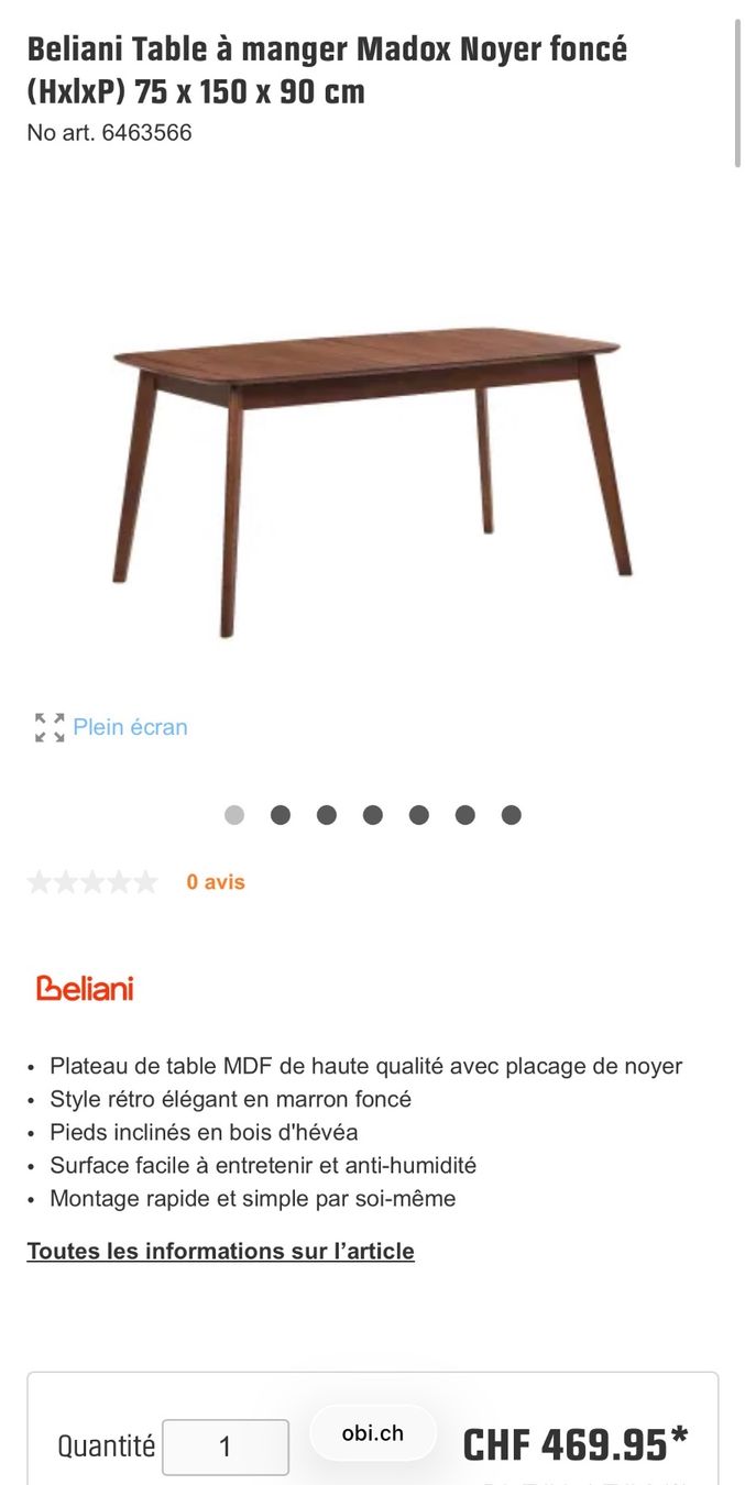 Beliani Set di tavolo e panche: Table à manger + 2 chaises + banc style noyer foncé – Usato da Lausanne venduto da spi_m2kg 4