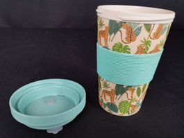 ALE-HOP Trinkbecher mit Dschungelprint türkis