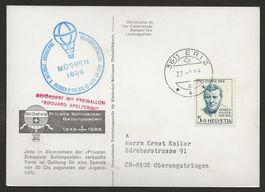 Ballon Schweiz 1966 Hornbach Eriz Flugpost Luftpost