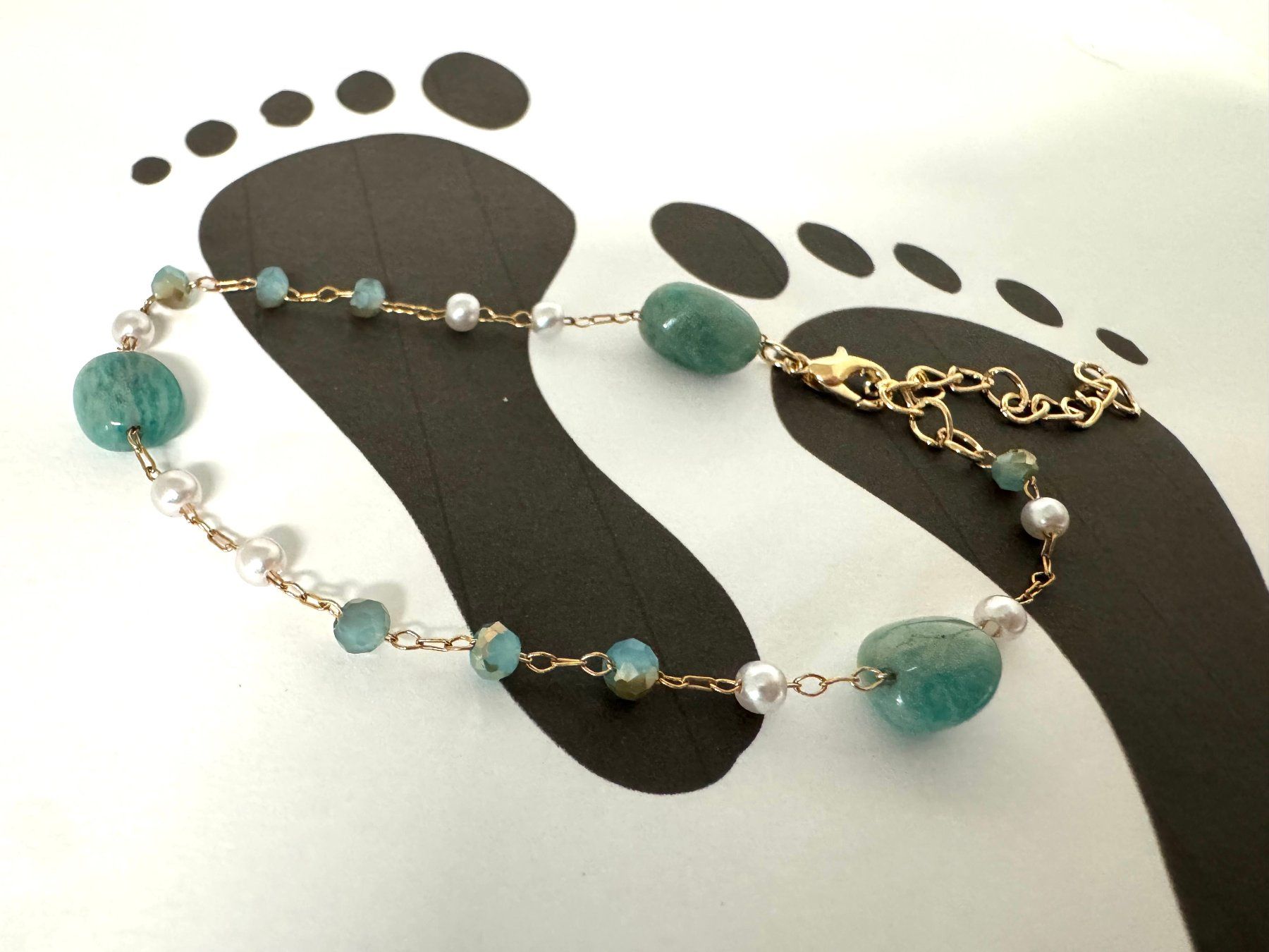 Catenine: Fusskette / Aventurin – Nuovo (secondo la descrizione) da Biberist venduto da tl-schmuck