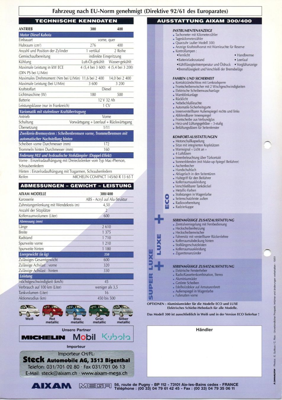 Trattori: Aixam 300/400 Evolution - Original Prospekt – Nuovo (secondo la descrizione) da Malans GR venduto da Chueche427 3