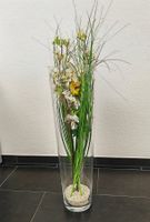 Bodenvase aus Glas inkl. künstliche Pflanzen weiss/gelb