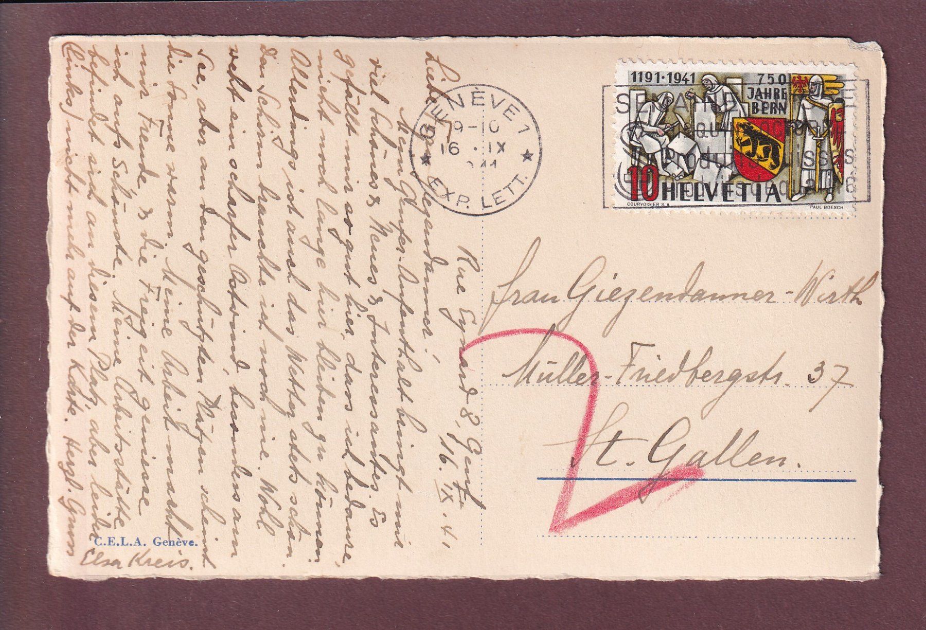 Cartoline postali: GENEVE - Place Neuve - Oldtimer - 1941 – Usato da Pully venduto da nicecards 1