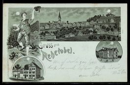Mondschein-Lithographie Rehetobel, Hotel Gupf, Schulhaus, Ge