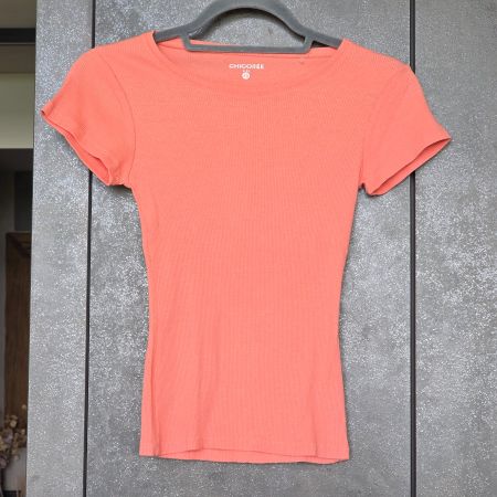 🐸 TSHIRT IN PEACH XS RIPPSTRICK SUPER ELASTISCH BAUMWOLLE