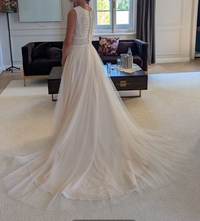 Brautkleid Tüll Spitzen Ivory Grösse 34 guter Zustand