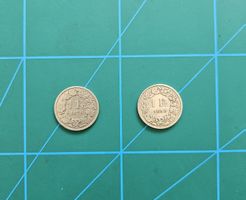 Pièces rares de 1 franc suisse de 1876 et 1898.