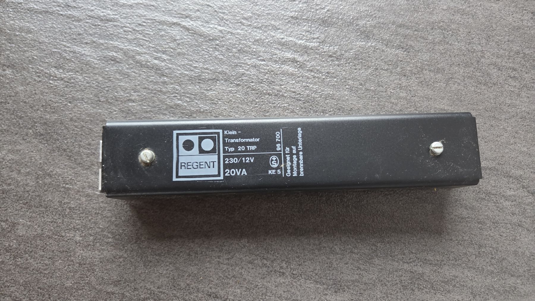 Alimentazione elettrica: Regent Klein Transformator Typ 20 TRP 230/12V – Usato da Morgarten venduto da Buemi0 1