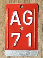 AG 71 - VELONUMMER - FAHRRADSCHILD - PLAQUE DE VELO - AG 71