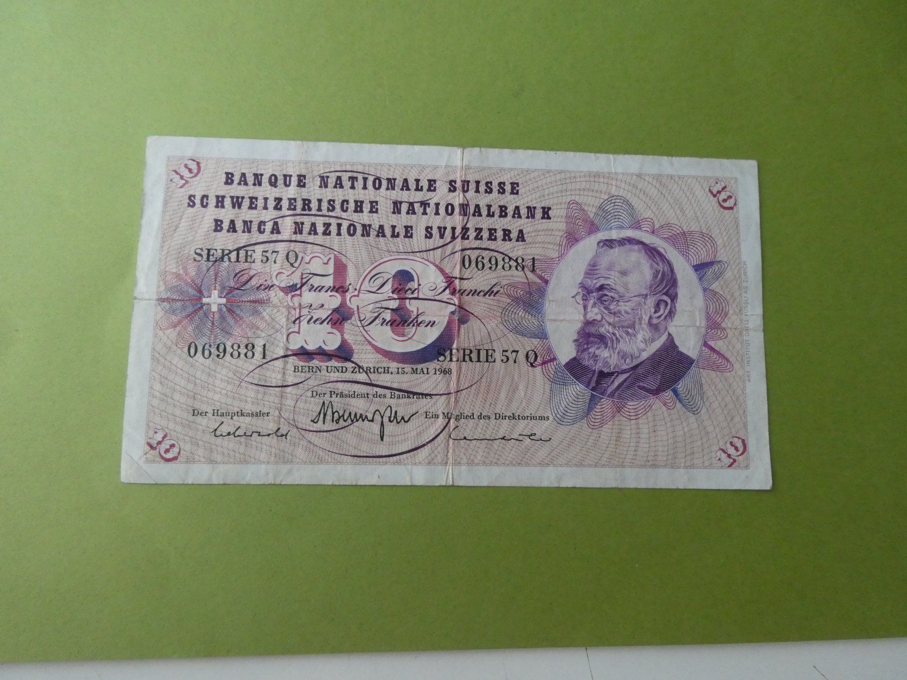 Banconote: Schweiz 1968, 10 Franken – Usato da Hinterforst venduto da Rohusri