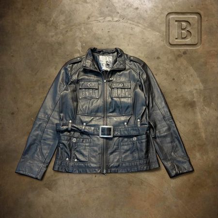 Jacke Echte Leder mit Gürtel