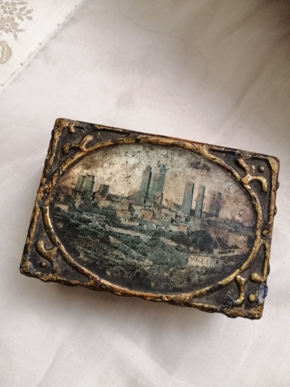 Barattoli: Antike Jugendstil Box mit Lithographie – Usato da Rheinfelden venduto da Cleopatra2000
