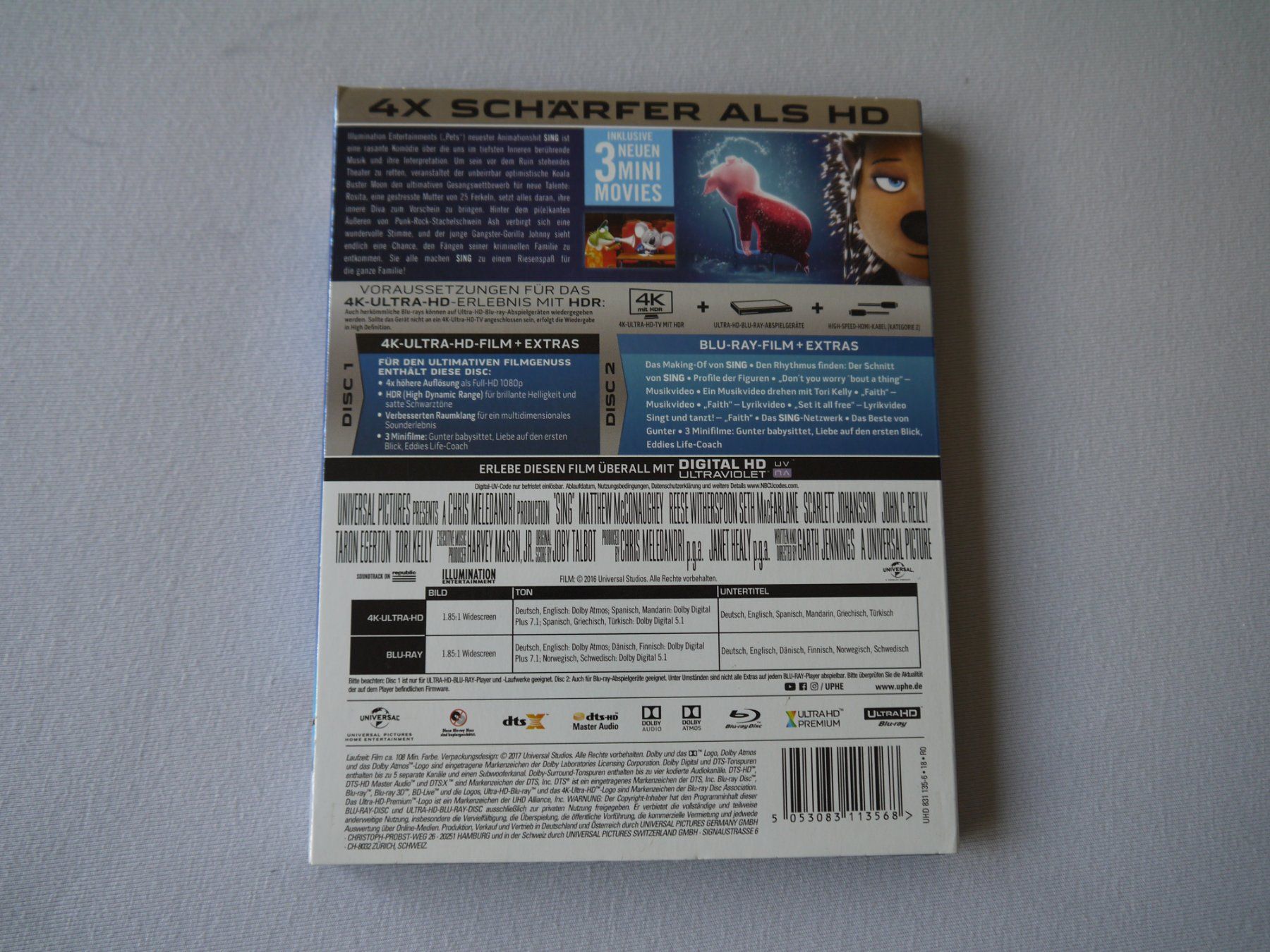 Tutti i DVDs: SING - 4K UHD + Blu Ray – Usato da Hagendorn venduto da Blaf 1