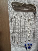 Schmuck Konvolut: Ketten, Anhänger, Steine, gute Zustände