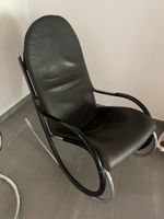 Schaukelstuhl Leder schwarz Gestell Metall guter Zustanden