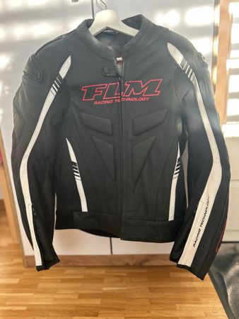 FLM Motorradjacke Lederkombi schwarz weiss gebraucht
