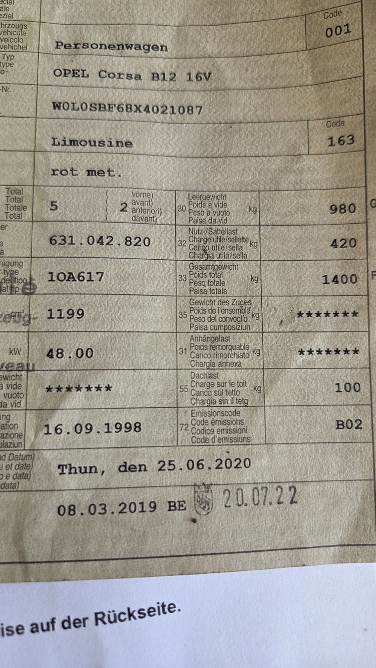 Opel Automobili: Opel Corsa B12 16V für Teile oder Export – Usato da Konolfingen venduto da borkenkaefer91 8