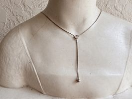 Feine 925 Silber Lariat / - Y-Kette mit Simili - Stein, 54cm